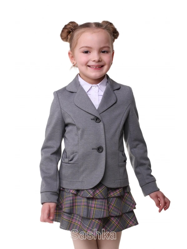 Жакет для дівчинки Sashka шкільний сірий (трикотажний), розмір 116-146